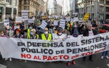 Imagen pensionistas españoles protestando