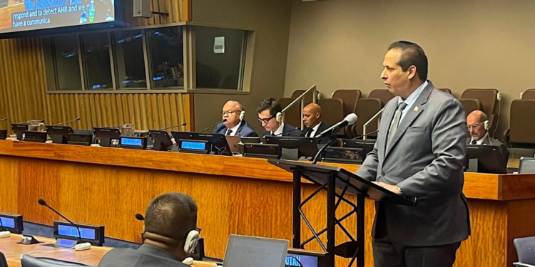 Fotografía del ministro de Salud, Víctor Atallah, en la ONU