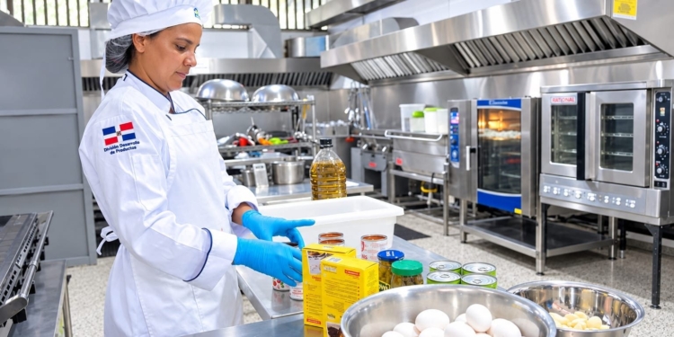 Técnicos del Departamento de Nutrición del INABIE durante una jornada de capacitación a proveedores del Programa de Alimentación Escolar. | Foto: Presidencia RD